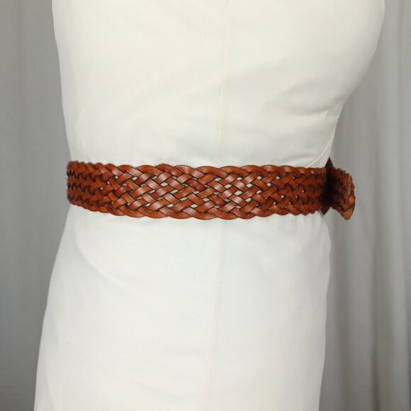 Vintage 90s Braided Leather Belt, Up to 34” - Picture 5 of 7